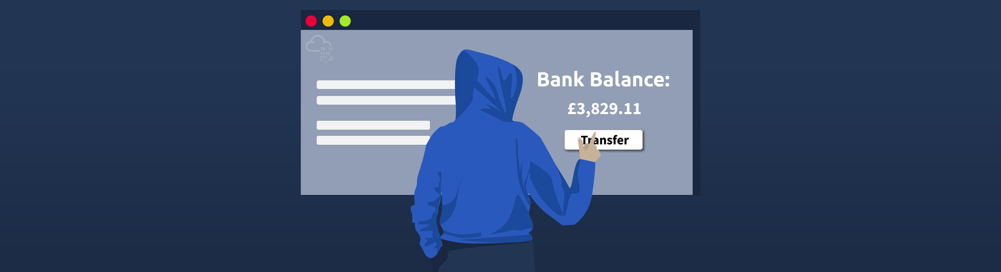 Hacker attempting to transfer funds from a bank